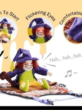 Witch Riding Dog Pet Halloween Costume Lights Up Makes Sounds